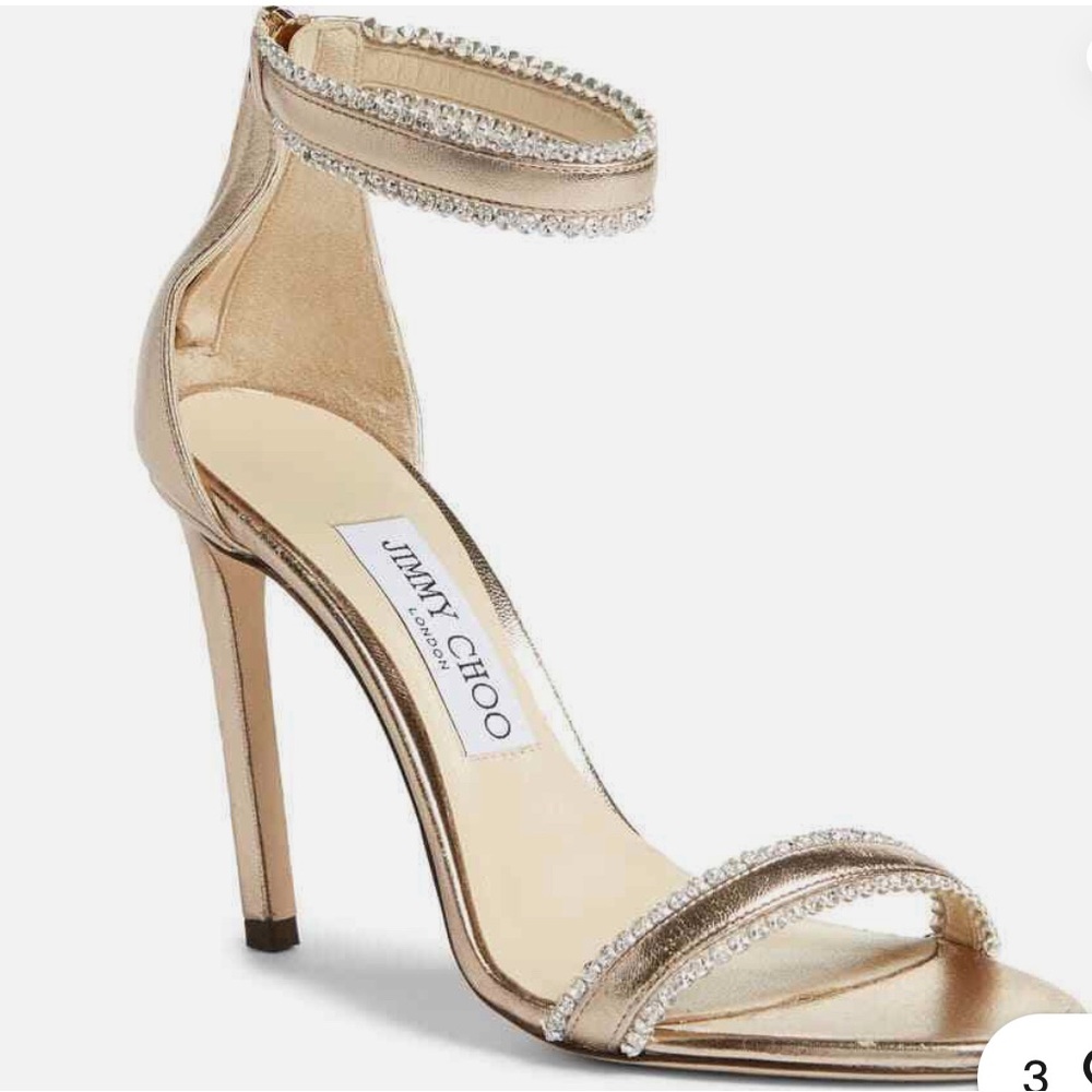Jimmy Choo Dochas 100 metallic nude crystal heel